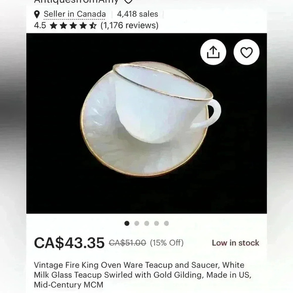 Fire King tea cup and  saucer set - Picture 6 of 6